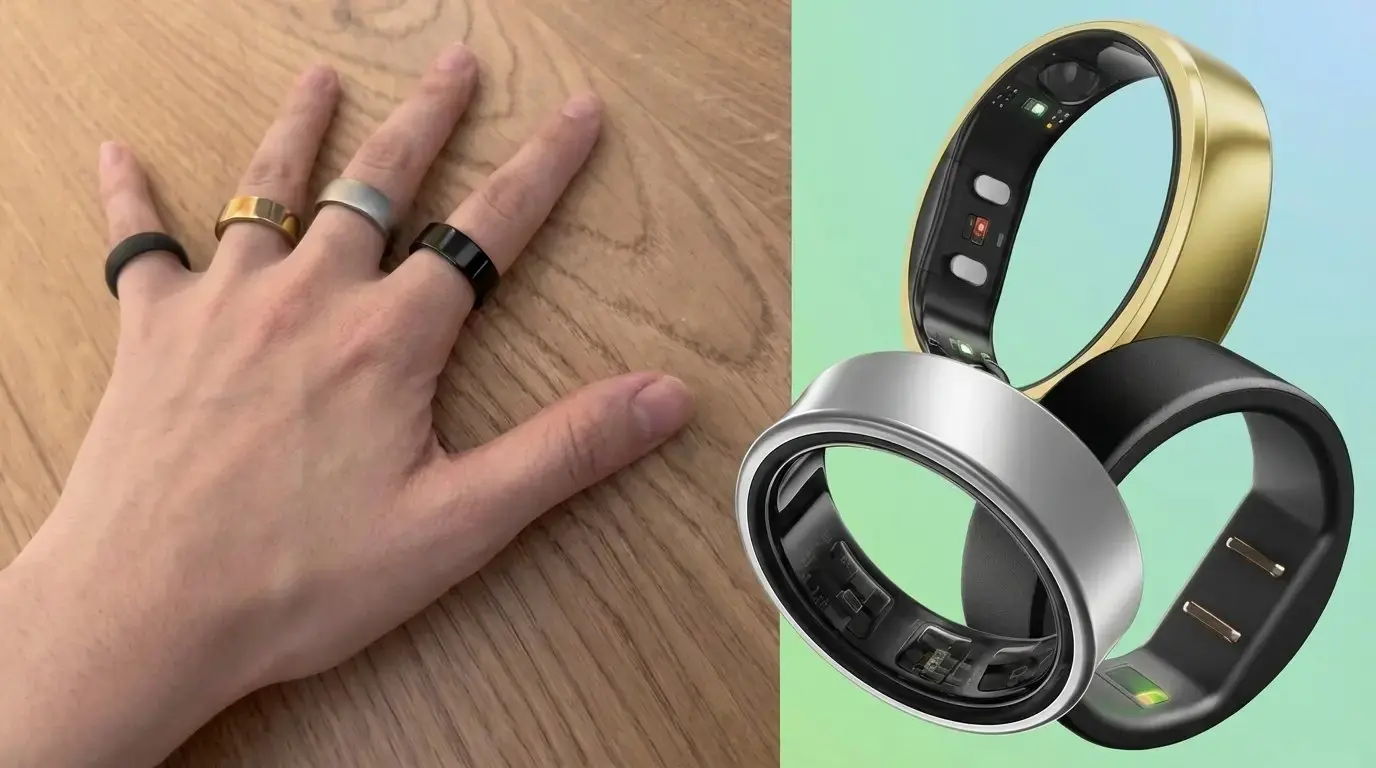 Smart rings on dark surface